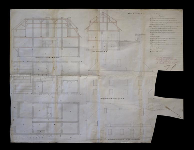 Plan descriptif de l'ancienne cure de Morez, 1851.
