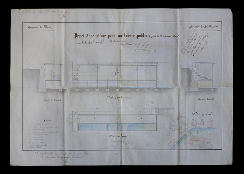 Projet d'une toiture pour un lavoir public (Rue des promenades), 1850.