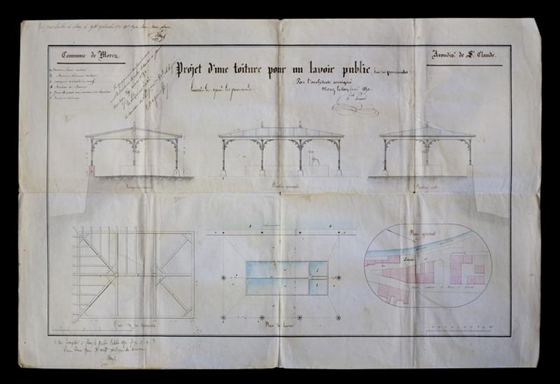 Projet d'une toiture pour un lavoir public (Quai de l'ancienne place), 1850.