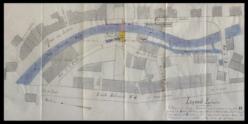 Etablissement d'une passerelle sur la Bienne pour faire communiquer la Rue des Jardins à la Rue de la Poste [...], 1893.