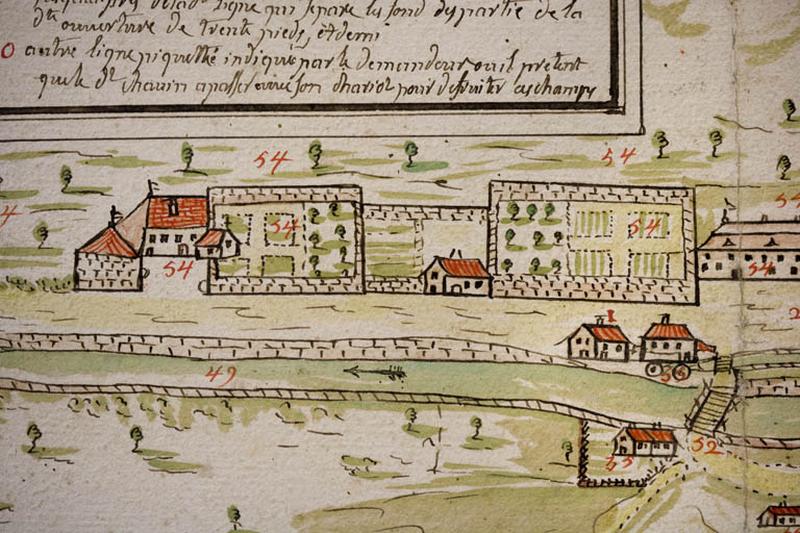 Plan géométrique d'un chemin contesté à Morez par le Sr Chavin et par le Sr Reverchon dud[it] lieu, fait par Jean Gaspard Fournier [... Détail], 1748.
