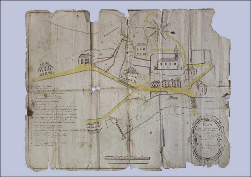 Plan d'un chemin qui conduit à l'Eglise de Morez contester par les Sr Couchet du maime lieux [...], 1777.