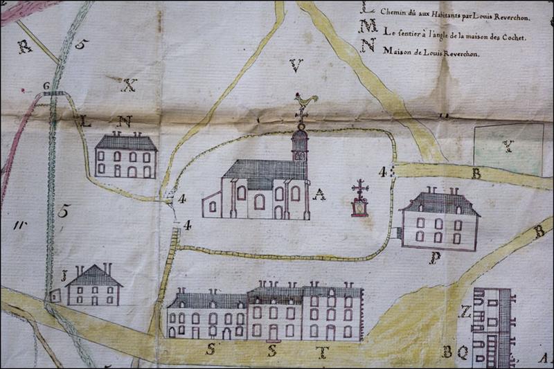 [Plan du quartier de l'église : détail], 1781.