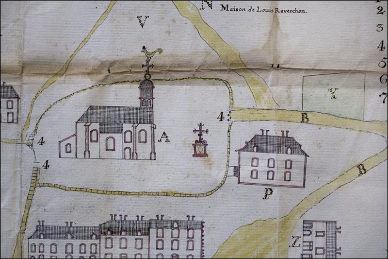 [Plan du quartier de l'église : détail], 1781.