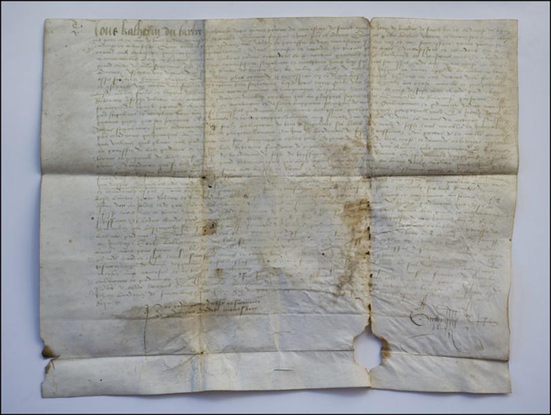 Ratification de l'acensement d'un décours d'eau sur la Bienne en 1531 au profit de Jacques Girod de la Mouille, 1665.