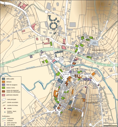 Plan de Rougemont, avec localisation d'oeuvres étudiées.