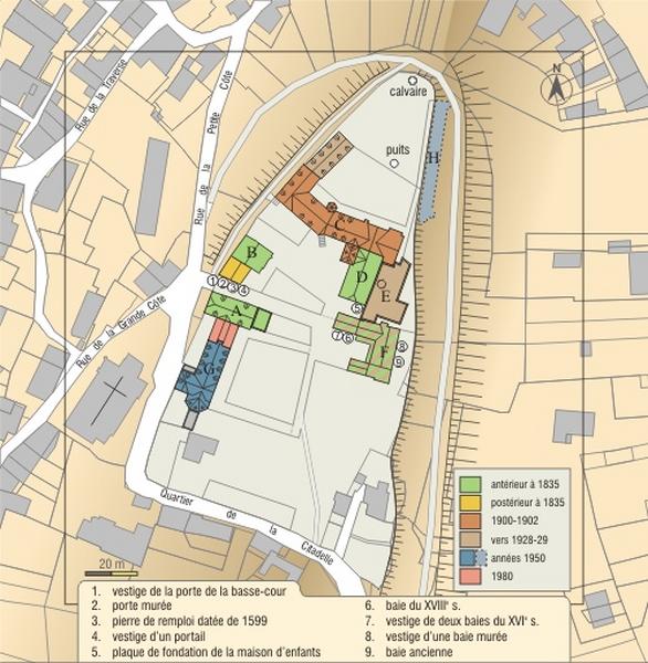 Plan d'ensemble du site de l'ancien couvent de cordeliers.