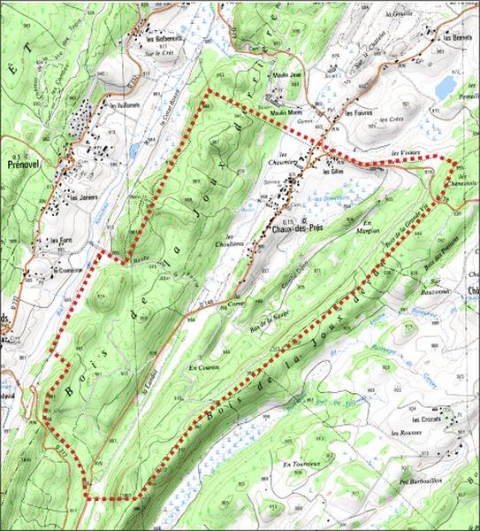 Carte des limites de la commune.