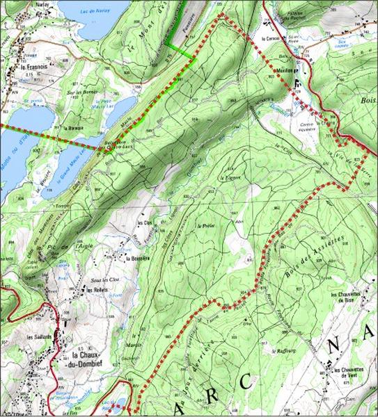 Carte des limites de la commune, partie nord-est.