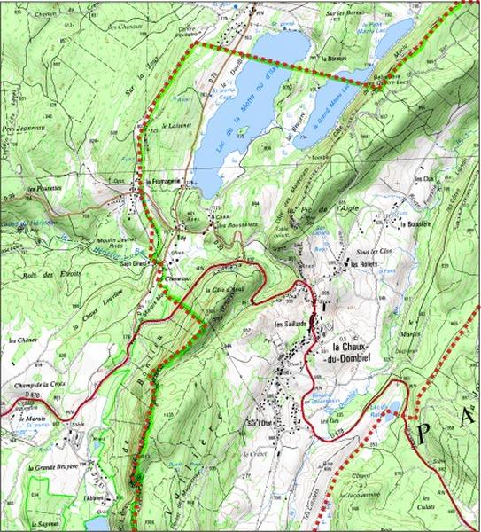 Carte des limites de la commune, partie centre.