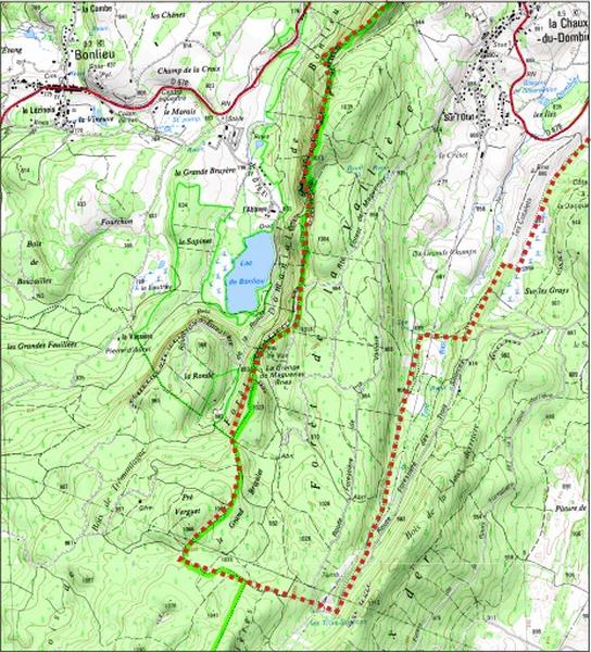 Carte des limites de la commune, partie sud.