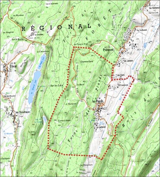 Carte des limites de la commune.