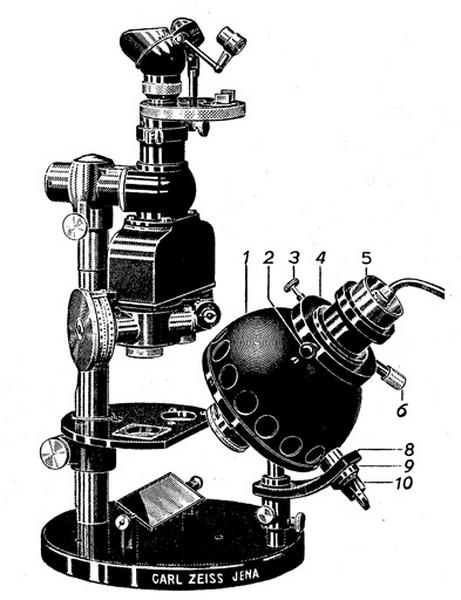 Photomètre et sa lampe montés sur colonne I pour mesures d'absorption, 1935-1937 ?