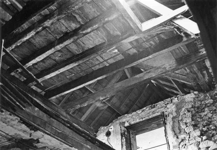 Atelier de fabrication : détail de la charpente. Photogr., 1978.