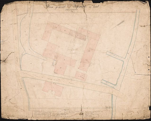Plan général de Lafeschotte-du-Haut. Plan, encre, lavis, échelle 1/200, s.d. [fin 19e siècle].