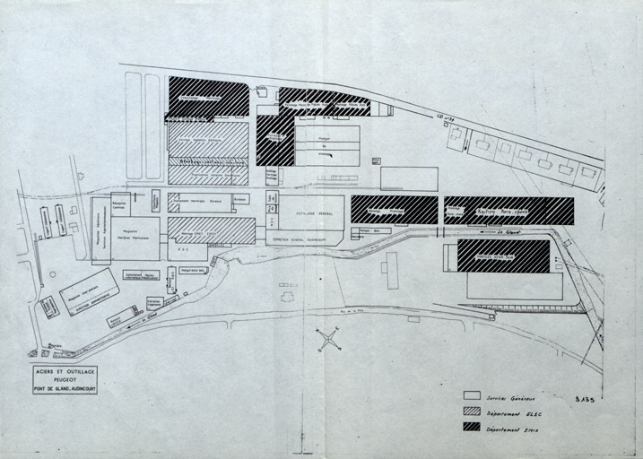 [Plan-masse de l'usine de Pont de Gland]. Tirage, s.n., 1970.