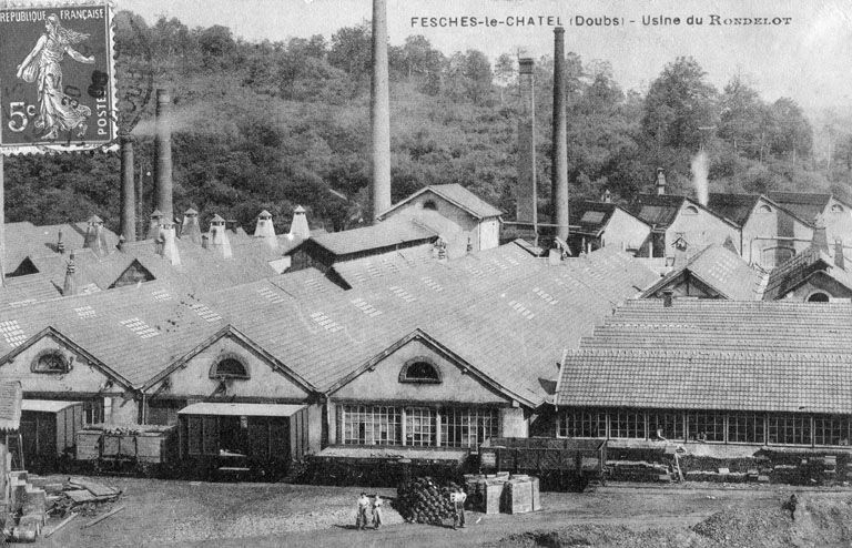 Fesches-le-Châtel (Doubs) - Usine du Rondelot. Carte postale, s.n., s.d. [début 20e siècle].