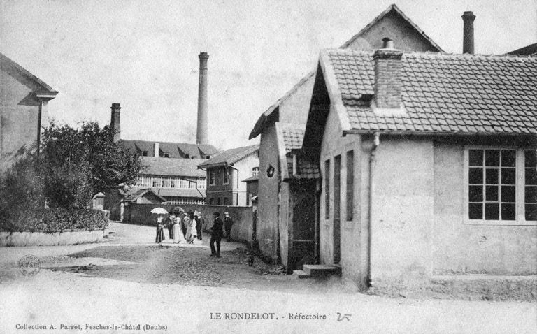 Le Rondelot. Le réfectoire. Carte postale, coll. Amédée Parrot., Fesches-le-Châtel, s.d. [fin 19e ou début 20e siècle].