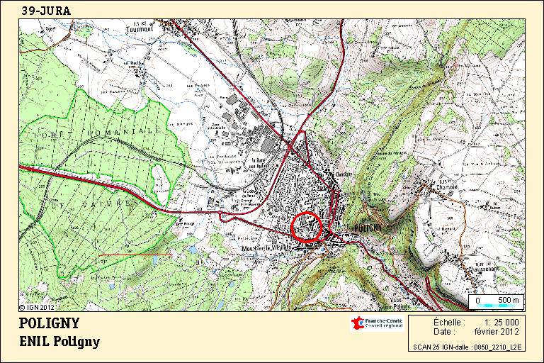 Carte de localisation. Carte topographique, IGN, 2012, dalle 0850-2210-L2E, échelle 1:25 000.