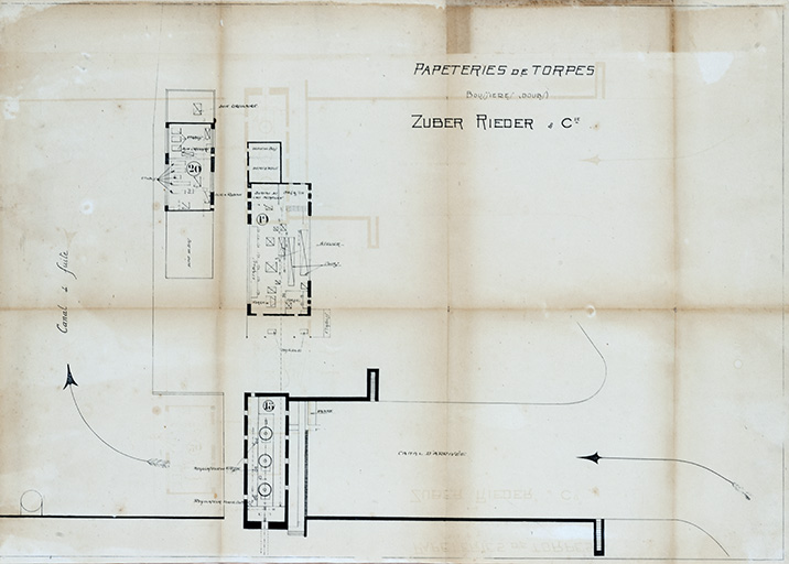 Papeteries de Torpes, Züber-Rieder et Cie, plan [partie sud], 1923.