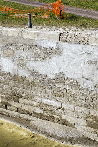 Détail de la maçonnerie lors des travaux de restauraton en 2015.
