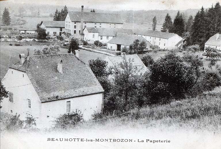 Beaumotte-lès-Montbozon - La Papeterie, carte postale , s.d. [fin 19e ou début 20e siècle].