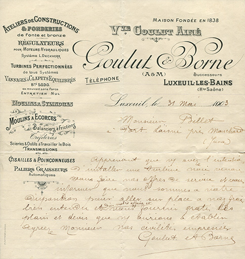 Papier à en-tête, vers 1903.