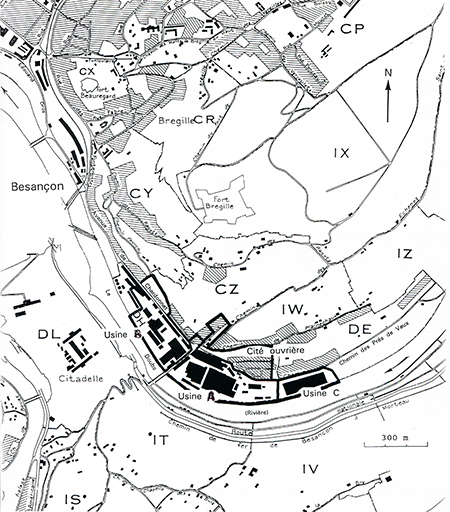 Plan de situation. Extrait du tableau d'assemblage du plan cadastral, 1974, 1/10 000.