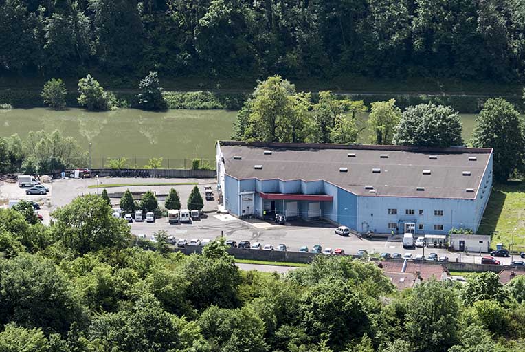 Etat en 2016. Usine A : vue plongeante sur le bâtiment récent construit à son extrémité orientale, près de l'usine C.