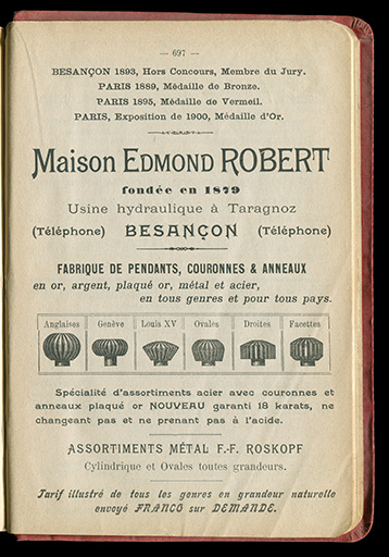 Publicité pour la Maison Edmond Robert (2-6 Faubourg Tarragnoz), 1902.