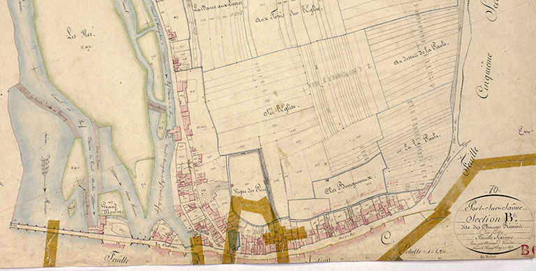 Plan de la ville extrait du plan cadastral (section B), 1828.