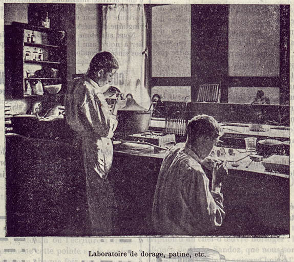 Atelier de décor de boîtes de montres Bornet (décor, patine, etc.) (25 avenue Gambetta), 1906.