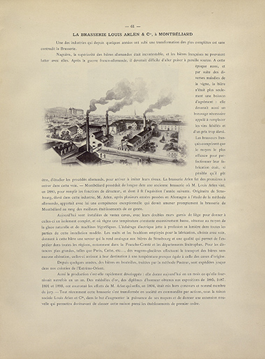 La brasserie Louis Arlen et Cie, à Montbéliard, 1894.