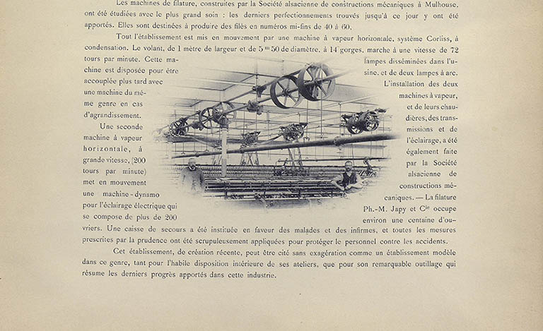 Filature Ph. M. Japy et Cie, à Audincourt. Atelier de fabrication, 1894.