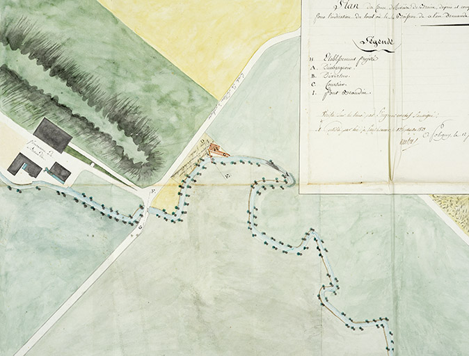 Plan du cours de la rivière de Braine, depuis et compris le fourneau Beaudin […], le 12 juillet 1811.
