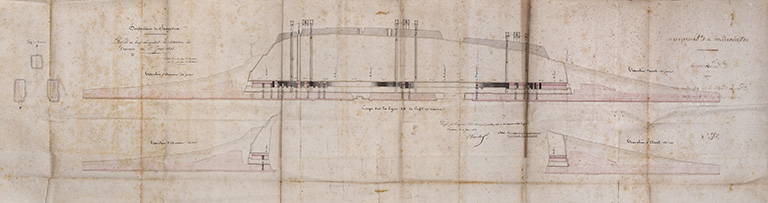 Dérivation de Savoyeux - Souterrain. Plan et profils de la situation des maçonneries au 1er juin 1842.
