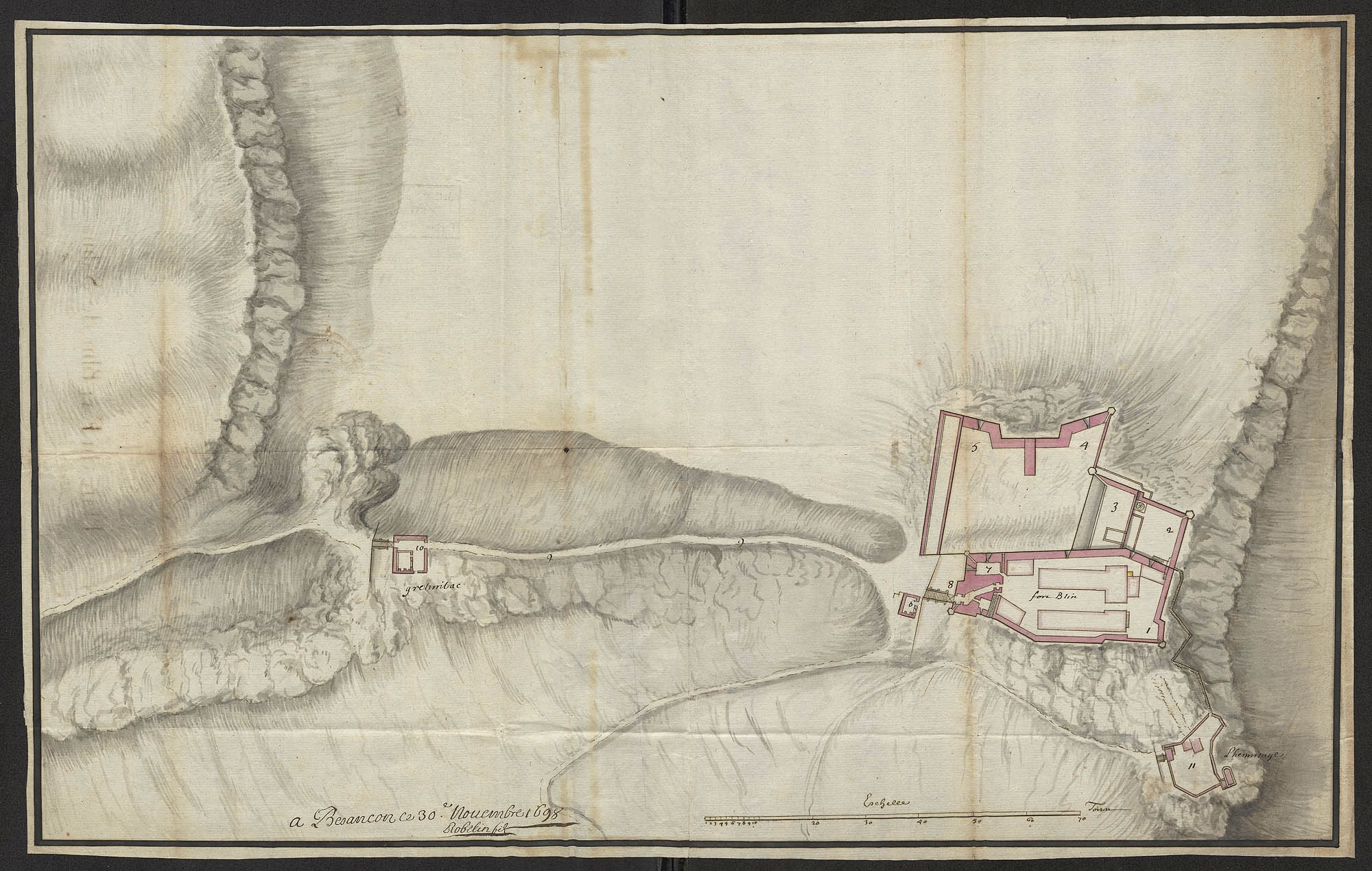 Plan du fort Belin de Salins. 30 novembre 1698.