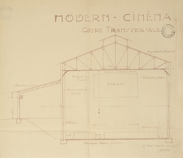 Modern-Cinéma. Coupe transversale. S.d. [1936].