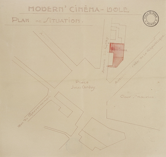 Modern'Cinéma Dole. Plan de situation. S.d. [1936].