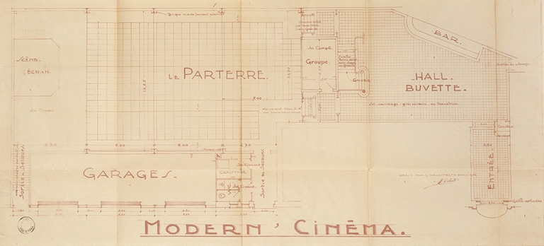 Modern-Cinéma. Plan parterre. S.d. [1936].
