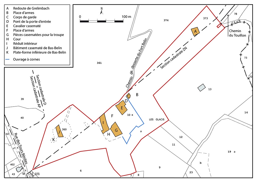 Plan masse et de situation. Extrait du plan cadastral, 2021, sections D et ZN, 1/2 000.
