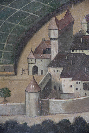 Détail du tableau de Nicolas Richard : la porte de Malpertuis (n°22). 1628.