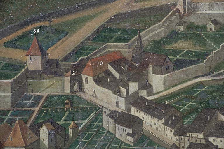 Détail du tableau de Nicolas Richard : tour du Chambenoz (n°59). 1628.