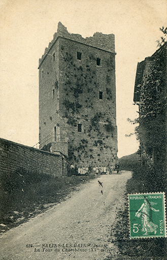 Salins-les-Bains (Jura). La tour du Chambenoz (XVe siècle), carte postale, s.d. [début 20e siècle].