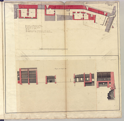 Fol. 16 Fort-Belin-sur-Salins : plans et coupes (magasin pour 12,000 milliers de poudre) - vue 1.