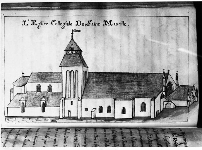 L'Eglise Collégiale de Saint Maurille. Elévation nord ; 1716.