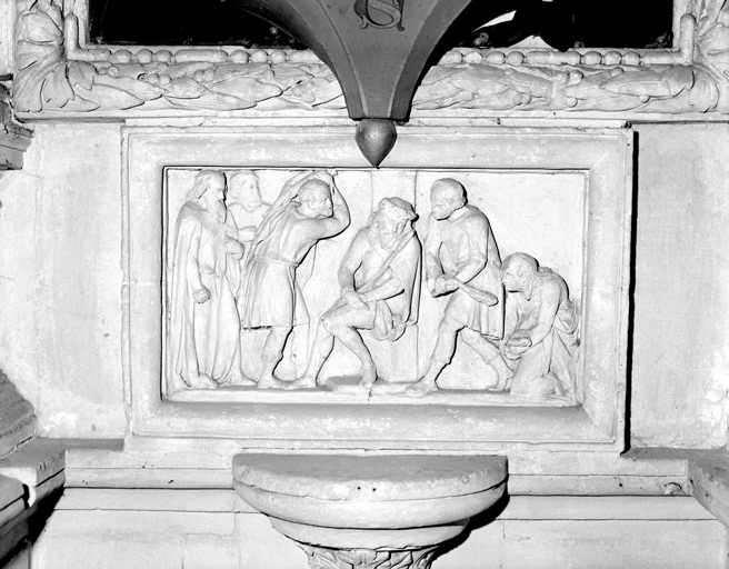 Relief de la Flagellation, dans l'aile gauche du retable.