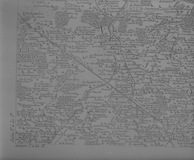 Extrait de la carte dite de Cassini, feuille 64 (détail) : Louailles, Précigné.