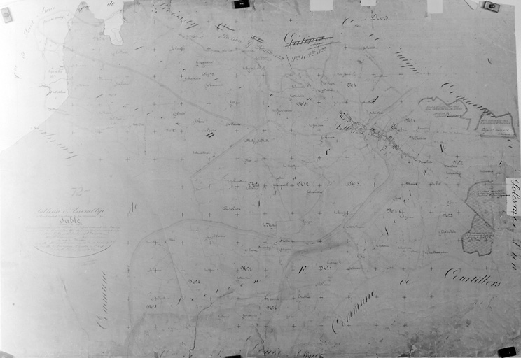 Extrait du plan cadastral de 1828, tableau d'assemblage, partie ouest.