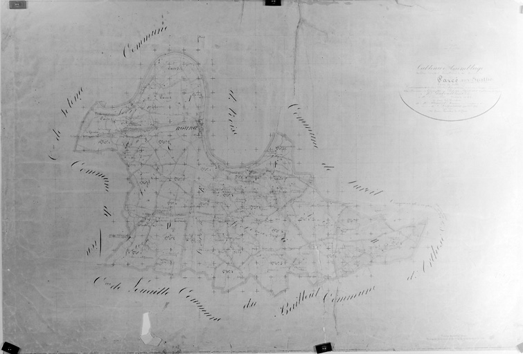 Extrait du plan cadastral de 1828, tableau d'assemblage.